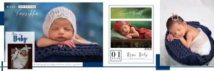 12x36 Birthday & Baby Album PSD in Classic Royal Arch Style