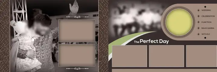 12x36 Engagement Wedding Album PSD in Stylish Gold Frame Style