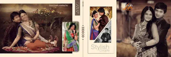 12x36 Indian Wedding Album PSD in Soft Pastel Paisley Pattern Style