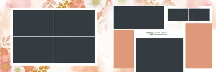 12x36 Wedding Album PSD in Classic Gold Frame Style