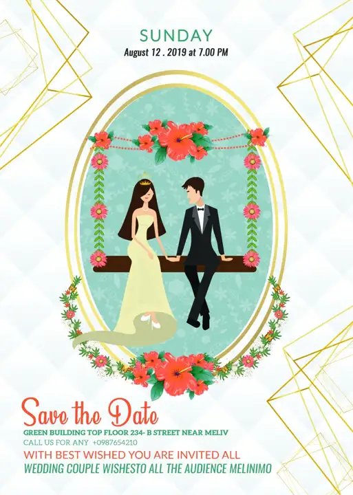 12x36 Wedding Invitation PSD in Modern Lotus Design Style