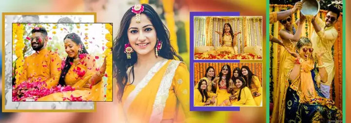 14x40 Haldi Wedding Album PSD in Golden Temple Motif Style