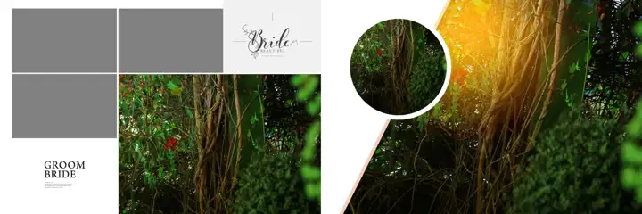 Artistic & Floral Wedding Album 12x36 PSD with Vintage Frame