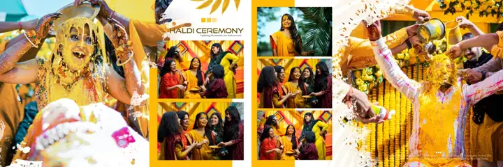 Artistic Lotus Design Haldi Wedding Album 12x36 PSD