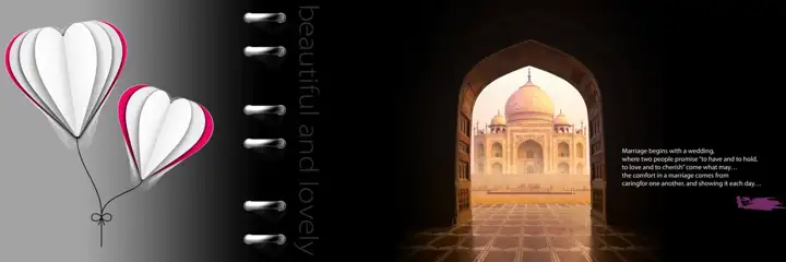 Artistic Muslim Wedding Album 12x36 PSD with Vintage Frame