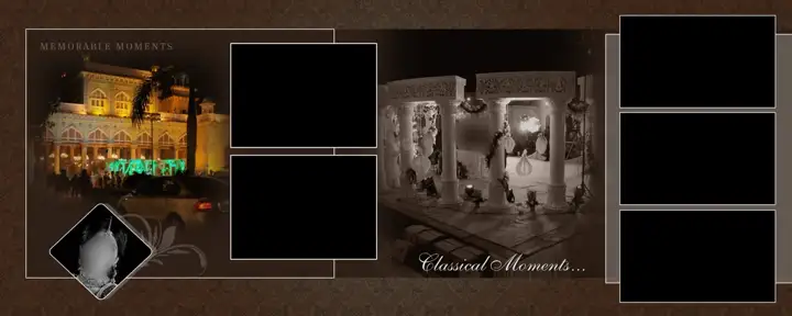 Artistic Vintage Frame Wedding Photo Album 12x30 PSD