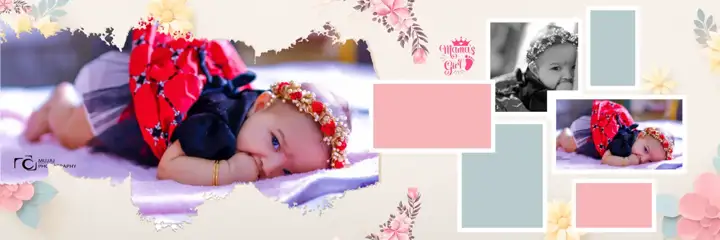 Birthday & Baby Album PSD in Cinematic Glitter Accents Style