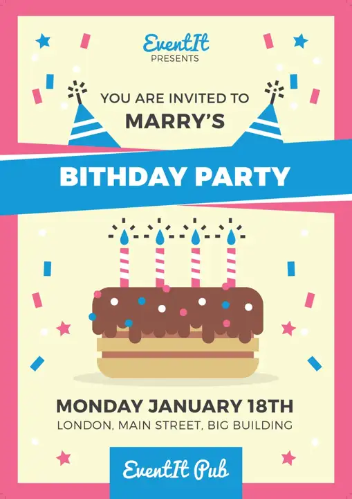 Birthday Wedding Invitation PSD in Elegant Royal Arch Style