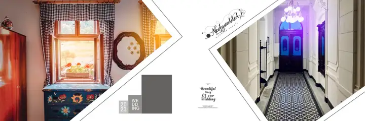 Bright & Graceful Wedding Album 12x36 PSD with Vintage Frame
