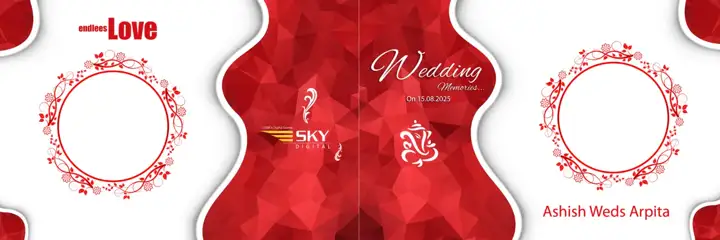 Bright Wedding Album Cover PSD with Rose Petals