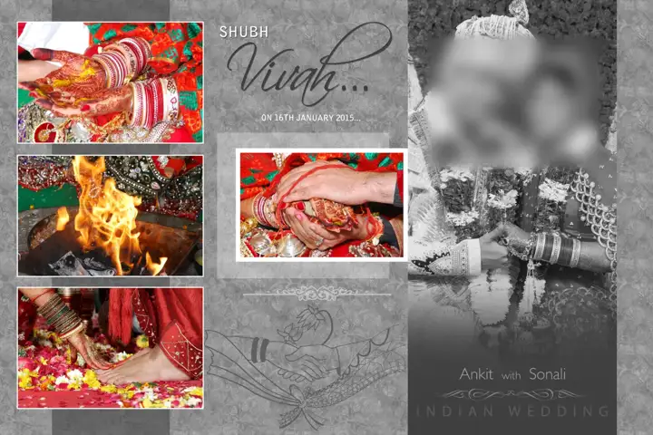 Charming Album Cover PSD for Wedding – Gold Frame