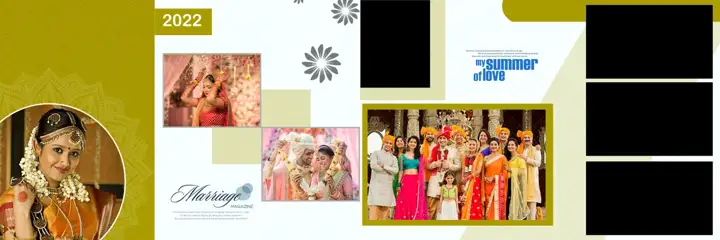 Charming & Vibrant Wedding Album 12x36 PSD with Peacock Art