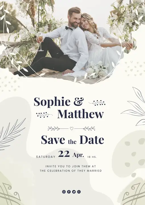 Charming Wedding Invitation PSD – Geometric Lines