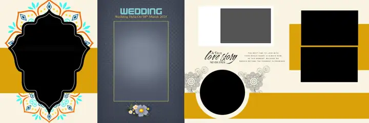 Cinematic Indian Wedding Album 12x36 PSD with Temple Motif