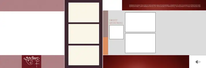 Cinematic & Traditional Wedding Album 12x36 PSD with Damask Texture