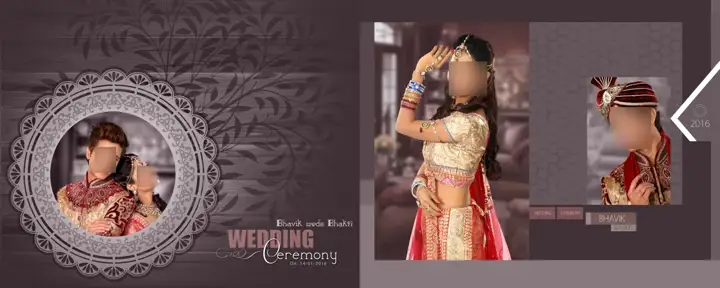 Cinematic Wedding Album 12x36 PSD for Engagement – Kolam Pattern