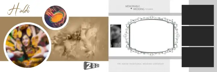 Cinematic Wedding Album 12x36 PSD for Haldi – Rose Petals