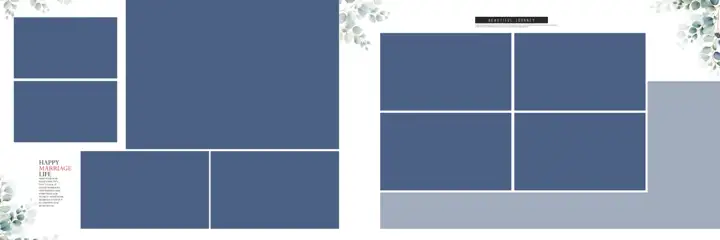 Cinematic Wedding Album 12x36 PSD with Gold Frame