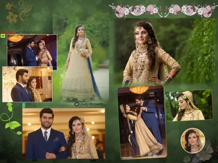 Cinematic Wedding Photo Album 18x24 PSD with Temple Motif