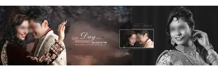 Classic & Artistic Wedding Album 12x36 PSD with Damask Texture
