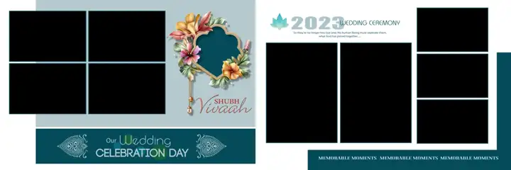 Classic & Timeless Wedding Album 12x36 PSD with Peacock Art
