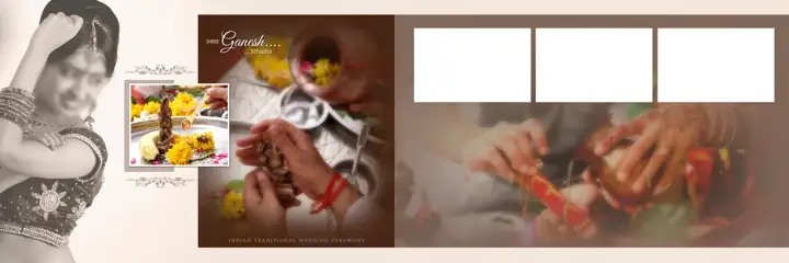 Classic & Traditional Wedding Album 12x36 PSD with Geometric Lines