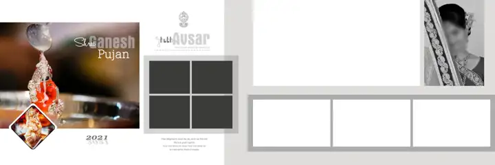 Classic Wedding Album 12x36 PSD with Gold Frame