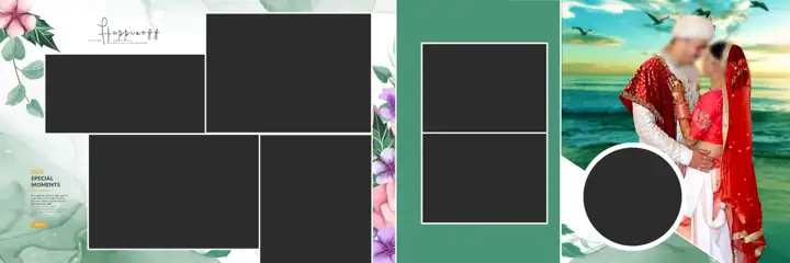 Dreamy & Elegant Wedding Album 12x36 PSD with Rose Petals