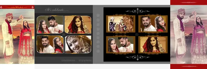 Dreamy & Stylish Wedding Album 12x36 PSD with Geometric Lines