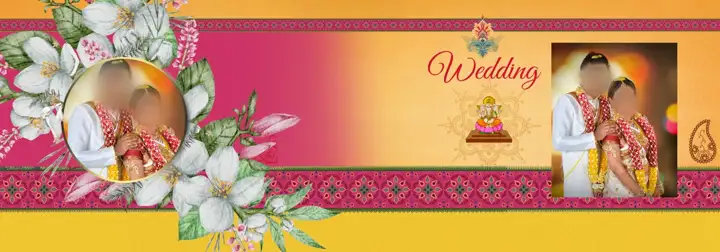 Dreamy Wedding Album Cover 12x36 PSD with Floral Border