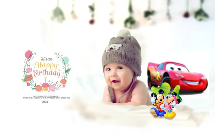 Elegant Birthday & Baby Album PSD with Lotus Design