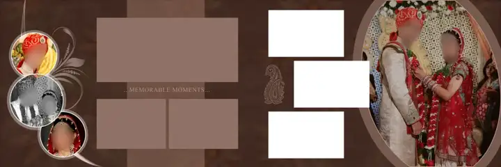 Elegant & Golden Wedding Album 12x36 PSD with Vintage Frame