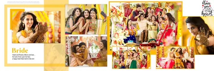 Elegant & Minimal Wedding Album 12x36 PSD with Gold Frame