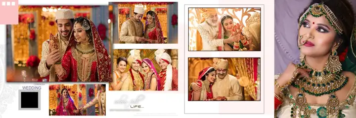 Elegant & Regal Wedding Album 12x36 PSD with Bokeh Lights