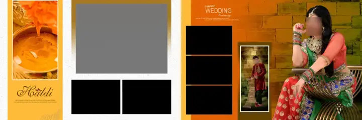 Elegant Silk Texture Haldi Wedding Album 12x36 PSD