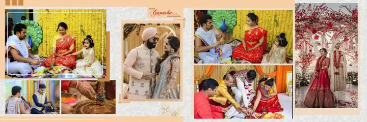Floral & Elegant Wedding Album 12x36 PSD with Geometric Lines