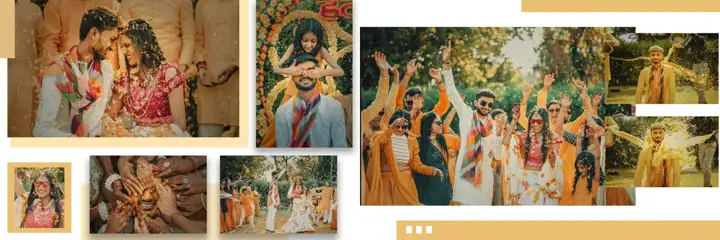 Floral Haldi Wedding Album 12x36 PSD with Bokeh Lights