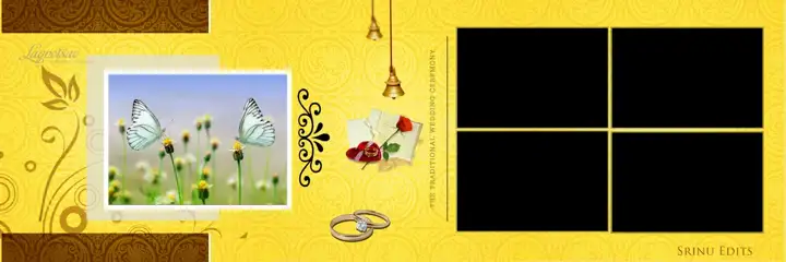 Floral & Premium Wedding Album 12x36 PSD with Temple Motif