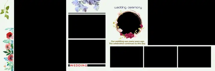 Floral & Regal Wedding Album 12x36 PSD with Peacock Art