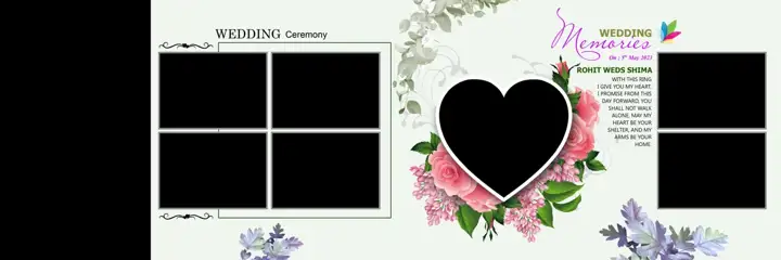 Floral & Traditional Wedding Album 12x36 PSD with Pastel Clouds