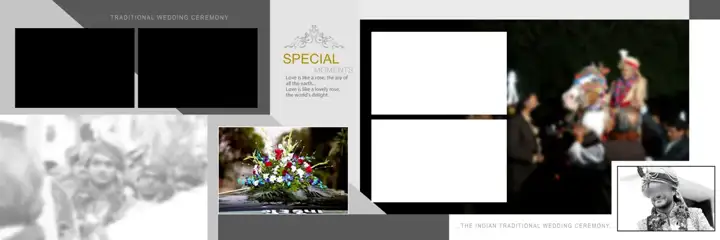 Floral & Traditional Wedding Album 12x36 PSD with Vintage Frame