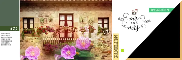 Free Floral Wedding Album 12x36 PSD – Vintage Frame