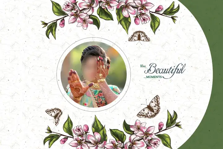 Free Floral Wedding Album Cover PSD – Glitter Accents