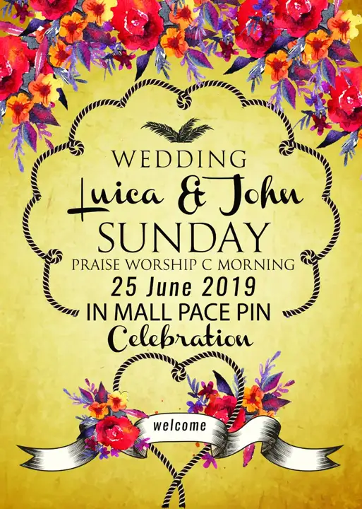 Free Floral Wedding Invitation 12x36 PSD – Paisley Pattern