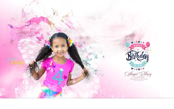 Free Modern Birthday & Baby Album PSD – Brush Strokes