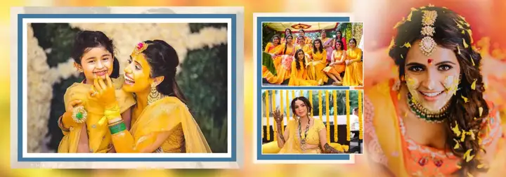 Free Modern Haldi Wedding Album 14x40 PSD – Silk Texture
