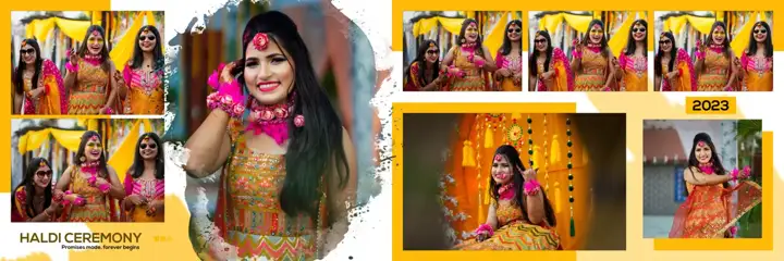 Free Stylish Haldi Wedding Album 12x36 PSD – Silk Texture