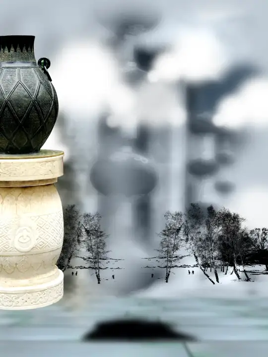 Free Traditional Studio Background PSD – Temple Motif