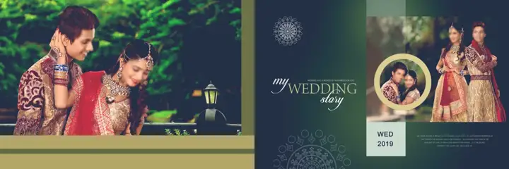 Fresh & Classic Wedding Album 12x36 PSD with Floral Border