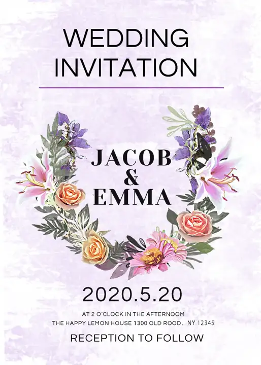 Fresh Wedding Invitation 12x36 PSD with Peacock Art